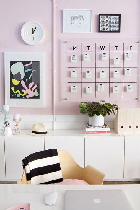 Pretty Pink Wallpaper In An Office Home Office Decor Home Office