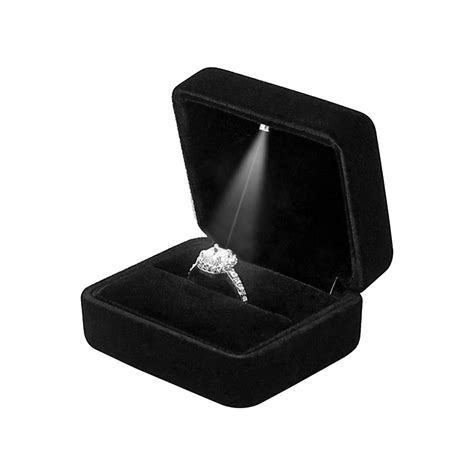 Abenow Velvet Jewelry Box With Led Light Glowing Ring Box For
