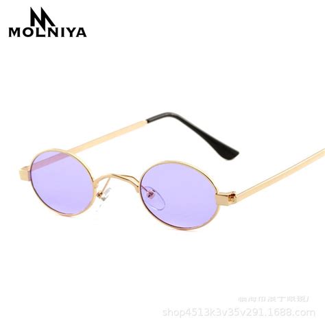 molniya fashion women round sunglasses metal frame small size oval sun glasses men classic ocean