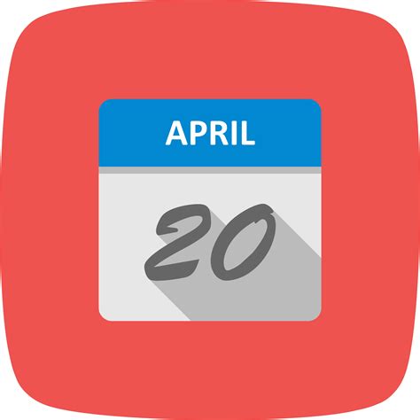 April 20th Date On A Single Day Calendar 499662 Vector Art At Vecteezy