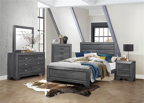 Homelegance Beechnut 4pc Panel Bedroom Set In Gray
