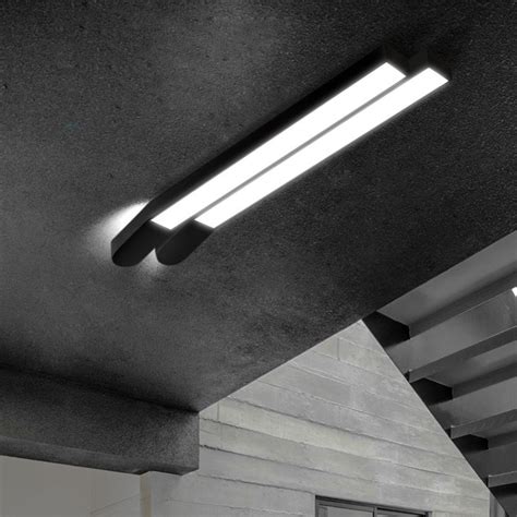 Simple White Black Led Ceiling Lamp Long Strip Office Led