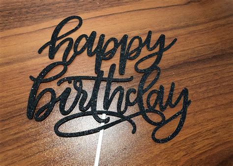 Buy Happy Birthday Cake Topper Black Glitter Black Birthday Party