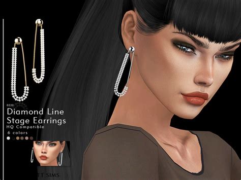 Diamond Line Stage Earrings By Darknightt At Tsr Sims 4 Updates