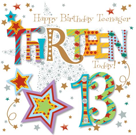 Funny 13th birthday wishes and happy anniversary messages for 13 year old sister or brother. Thirteen Today 13th Birthday Greeting Card By Talking ...