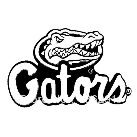 Florida Gators Logo Black And White Sketch Coloring Page