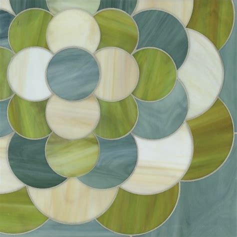 Chrysanthemum Mosaic In Peridot Jade And Quartz Mosaic Glass Ann