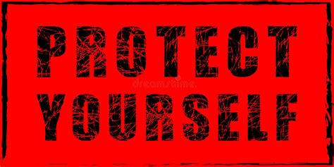 Protect Yourself Warning Black Text On A Red Background Stock Vector