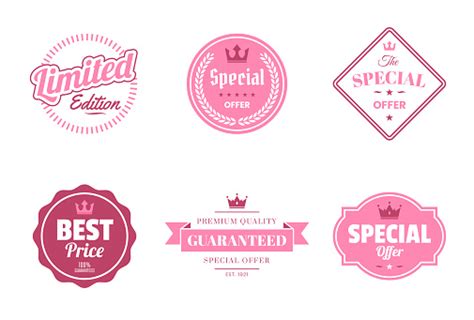 Set Of Special Offer Pink Badges And Labels Design Elements Stock