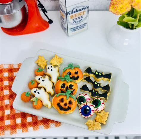 Miniature Halloween Cookies On Tray 112 Scale Etsy