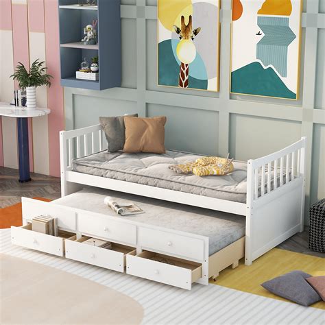 Buy Twin Captains Bed Storage Daybed With Trundle And Drawers For Kids