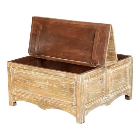 4.5 out of 5 stars. Winter White Mango Wood Double Lid Storage Coffee Table Chest
