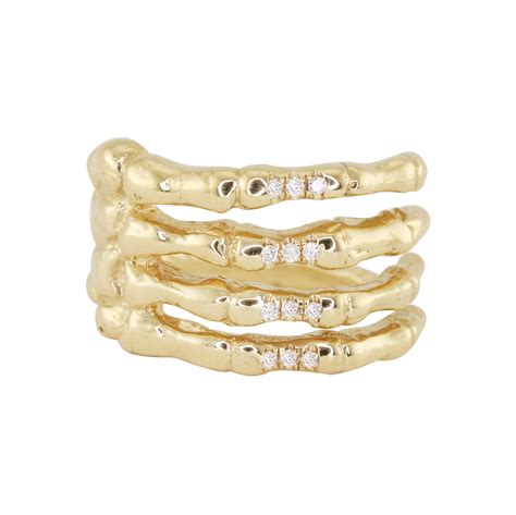 14kt Gold And Diamond Skeleton Hand Ring Luna Skye