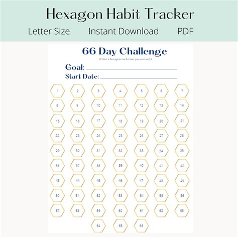 66 Day Habit Tracker Activity Chart Printable Progress Etsy Canada