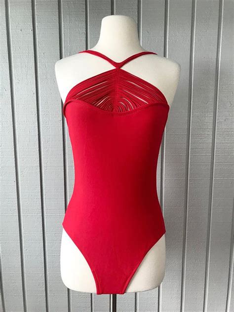 Yard Sale 1990s Red Bombshell One Piece Swimsuit 1990s Etsy Vintage