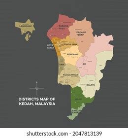 Vektor Stok Districts Map Negeri Sembilan Malaysia Tanpa Royalti