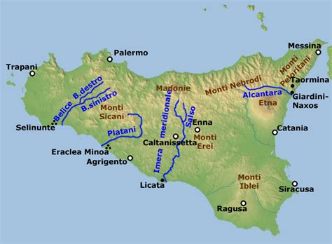 An seiner basis hat er einen umfang von gut 250 km. Landkarte Sizilien (Übersichtskarte) : Weltkarte.com ...