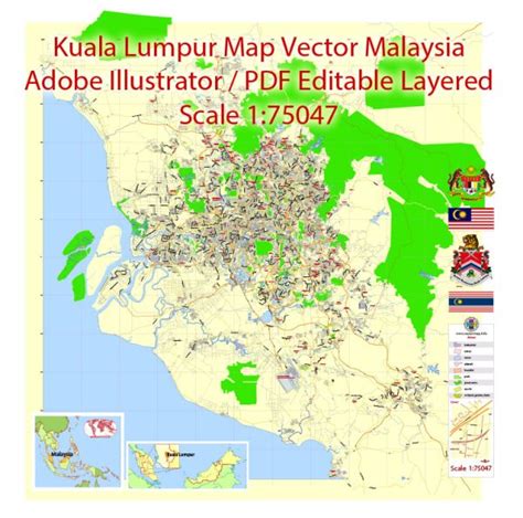 Kuala Lumpur Malaysia Printable Vector Street G View Level 15 500