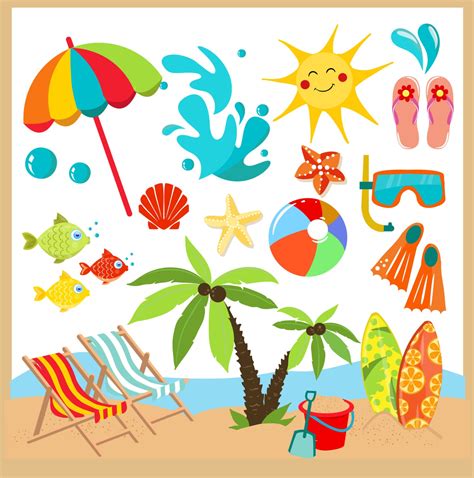 Summer Beach Clipart Clip Art Summer Digital Clipart