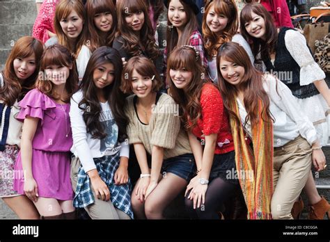 Japan Tokyo Harajuku Group Of Japanese Girls Stock Photo Royalty