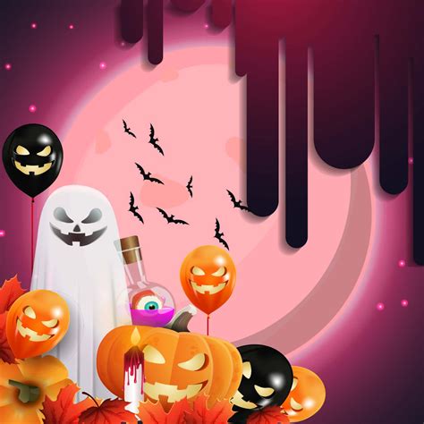 Download Halloween Background With Ghosts Pumpkins And Balloons