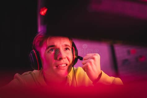Concentrated Young Gamer In Headset Play Stock Image Image Of Gamer