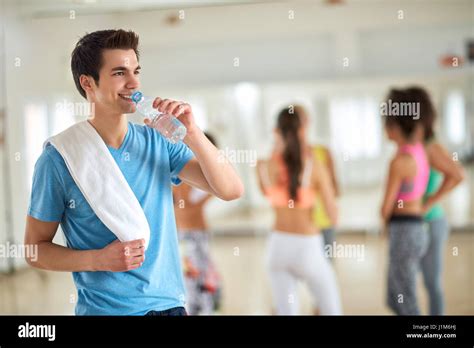 Thirsty Young Man Drink Water After Training Stock Photo Alamy