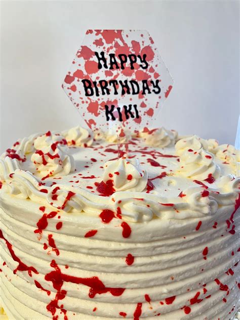 Blood Splatter Birthday Party Cake Topper Ventilador De Terror Etsy
