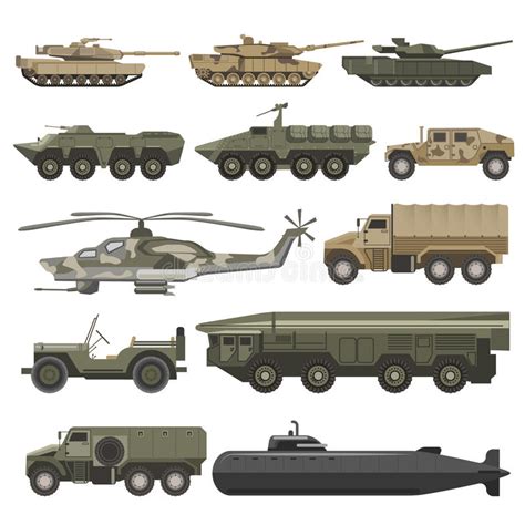 Oorlogsschepen En Pantserwagens Van Landkrachten Militaire Vervoersteun