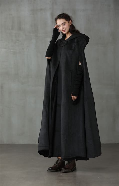 Linennaive Cloak Maxi Hooded Wool Coat Cloak 100 Cashmere Etsy