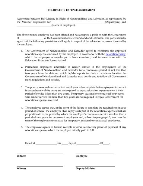 Relocation Expense Agreement Templates At
