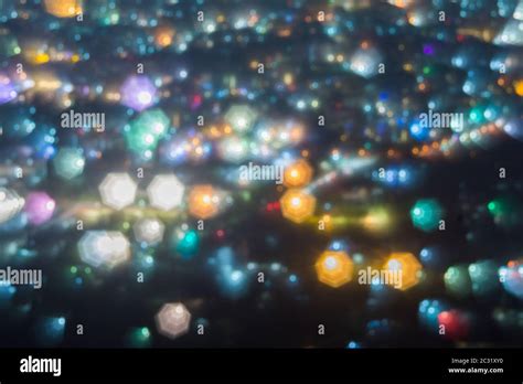 Abstract Beautiful Bokeh Landscape Of City At Night Bokeh Light And