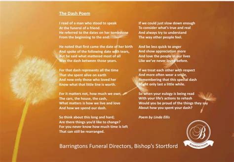 The Dash Poem Written By Barringtons Funeral Directors