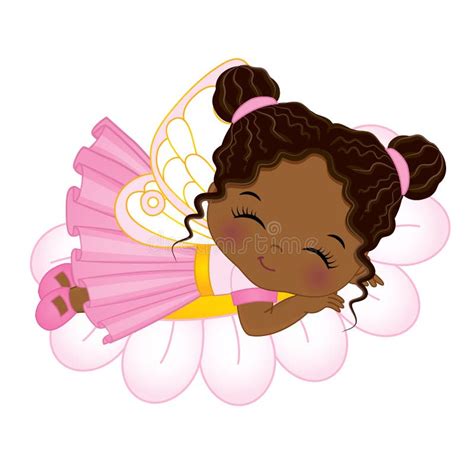 Vector Cute Little African American Fairies With Magic Wands Flying