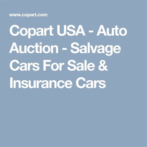 Copart sells vehicles on behalf of insurance companies, banks, finance companies, charities, fleet. Copart USA - Auto Auction - Salvage Cars For Sale & Insurance Cars | Salvage cars, Car auctions ...
