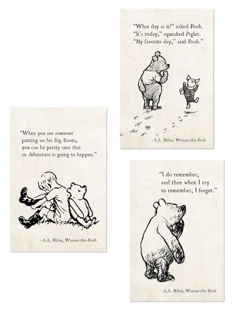 Winnie The Pooh Quotes 6 4x6 Print Set Aa Milne Quotes Etsy