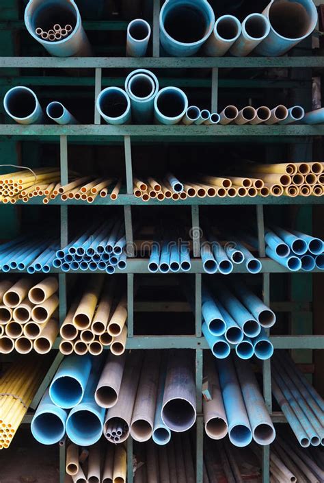 Many Pvc Pipes Stacked In Warehouse Stock Photo Image Of Round