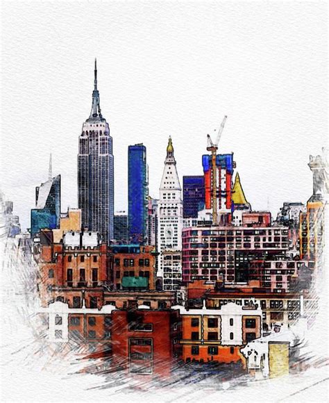 New York City Skyline Painting By Esoterica Art Agency Pixels