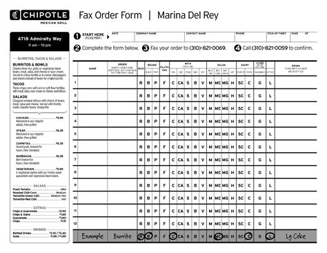 Chipotle Order Form Printable Martin Printable Calendars