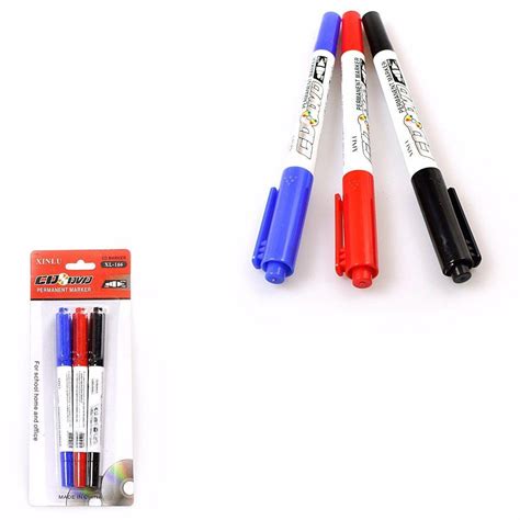 Pack Of 3 Assorted Colour Permanent Marker Pen For Dvdcd Stationery H