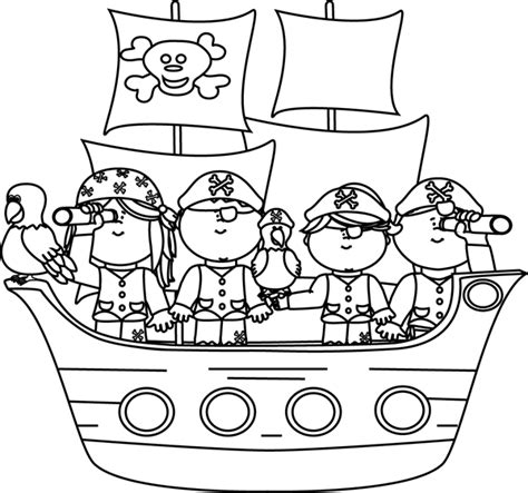 It's required to give attribution if you use this image on your website: Black and White Pirates on a Pirate Ship Clip Art - Black ...