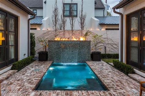 Stunning And Serene Outdoor Waterfall Overs Small In Ground Pool