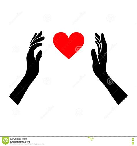 Heart In Hands Silhouette On White Background Stock Vector Image