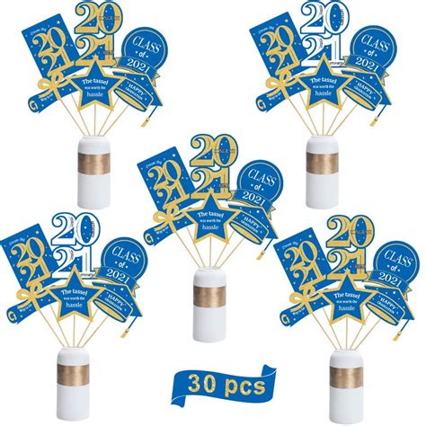 Buy Oriental Cherry Graduation Decorations 2021 30 Pack Blue And Gold