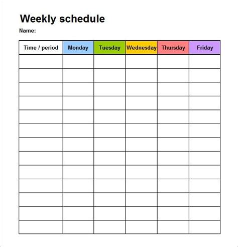 Weekly Printable Block Schedule Template Mauriciocatolico