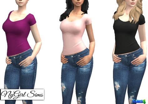 Basic Fitted T Shirt At Nygirl Sims Sims 4 Updates