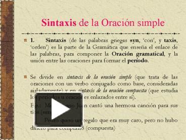 PPT Sintaxis De La Oraci PowerPoint Presentation Free To View Id