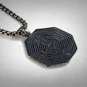Greek Labyrinth Maze Necklace Solid Sterling Silver Ezi Etsy