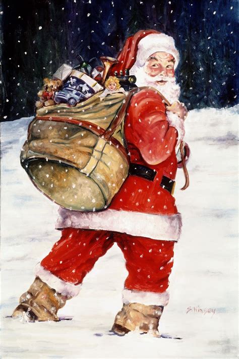 Santa In The Snow Via Etsy With Images Vintage Christmas Cards