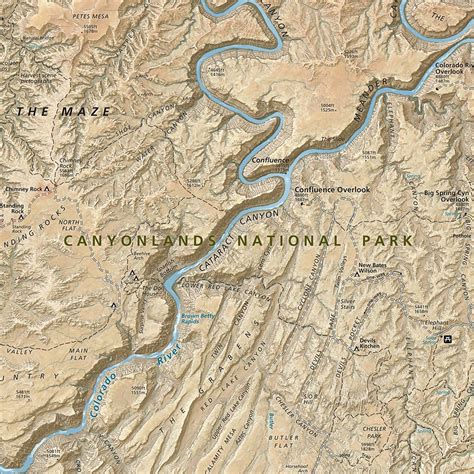 Canyonlands National Park Texture And Shaded Relief Map Data Map